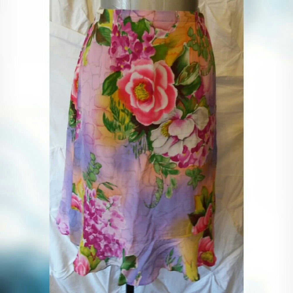 NWOT Diane Gilman Silk Floral Skirt